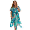 Large size women's 2020 explosions v-collar printed Bohemian holiday dress